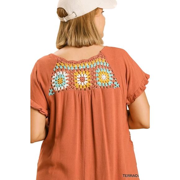 NWT Umgee crochet top in terracotta 1X - Picture 2 of 3